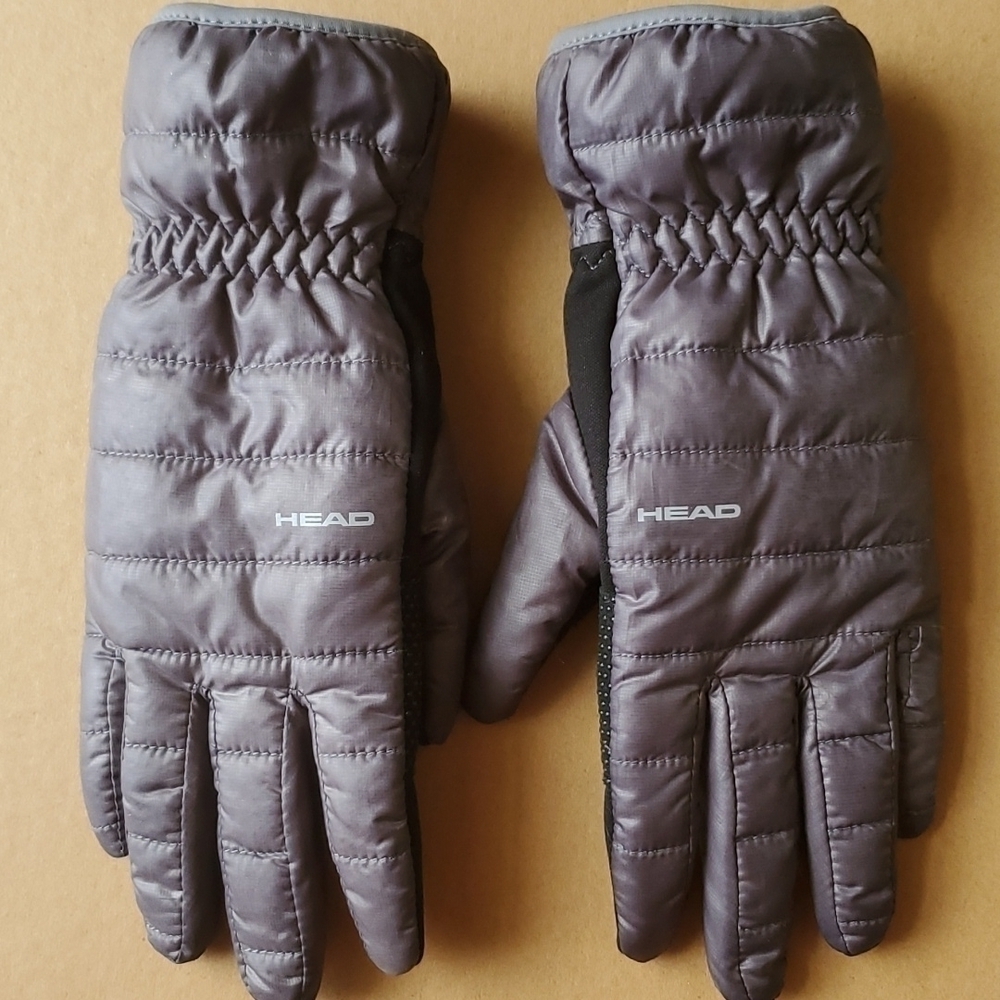 HEAD black / gray windproof gloves Size small sherpa like lining . EUC